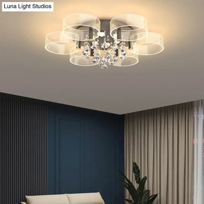 DecorBites™ DecorBites™ Modern Black-Gold LED Ceiling Light with Flower Design - Acrylic Round Semi Mount