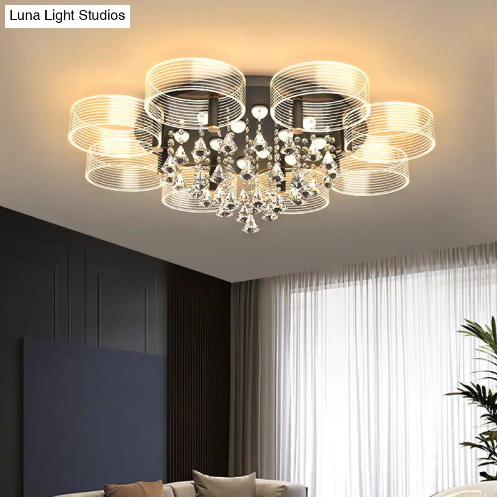 DecorBites™ DecorBites™ Modern Black-Gold LED Ceiling Light with Flower Design - Acrylic Round Semi Mount