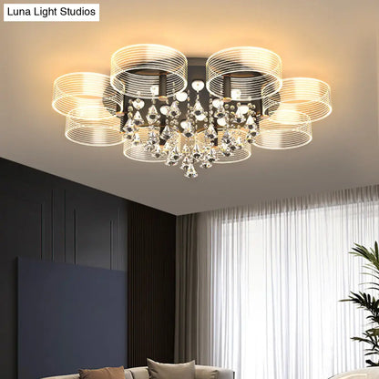 DecorBites™ DecorBites™ Modern Black-Gold LED Ceiling Light with Flower Design - Acrylic Round Semi Mount