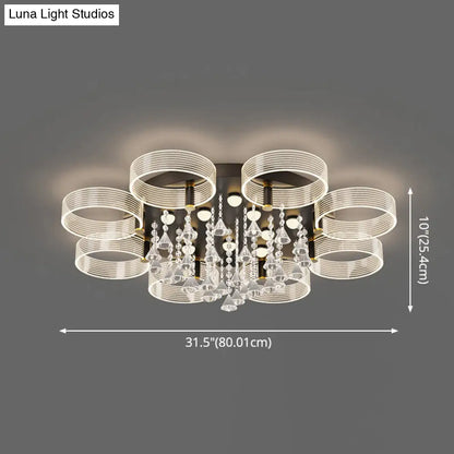 DecorBites™ DecorBites™ Modern Black-Gold LED Ceiling Light with Flower Design - Acrylic Round Semi Mount