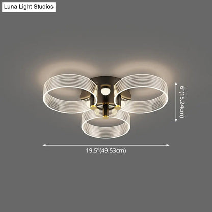 DecorBites™ DecorBites™ Modern Black-Gold LED Ceiling Light with Flower Design - Acrylic Round Semi Mount