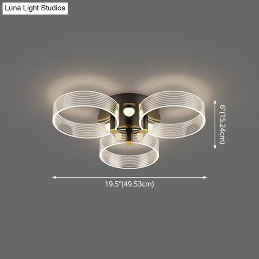 DecorBites™ DecorBites™ Modern Black-Gold LED Ceiling Light with Flower Design - Acrylic Round Semi Mount