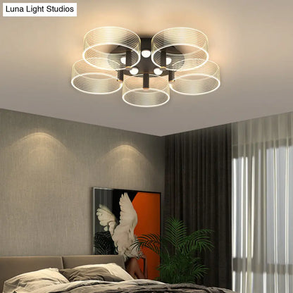 DecorBites™ DecorBites™ Modern Black-Gold LED Ceiling Light with Flower Design - Acrylic Round Semi Mount