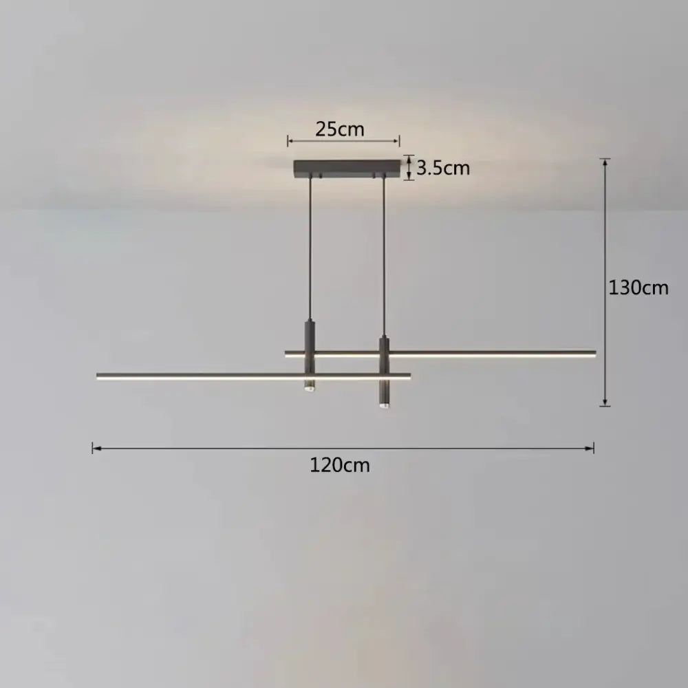 Modern black gold led chandelier with two horizontal led bars suspended from a rectangular metal fixture for gold led dining decorbites black gold