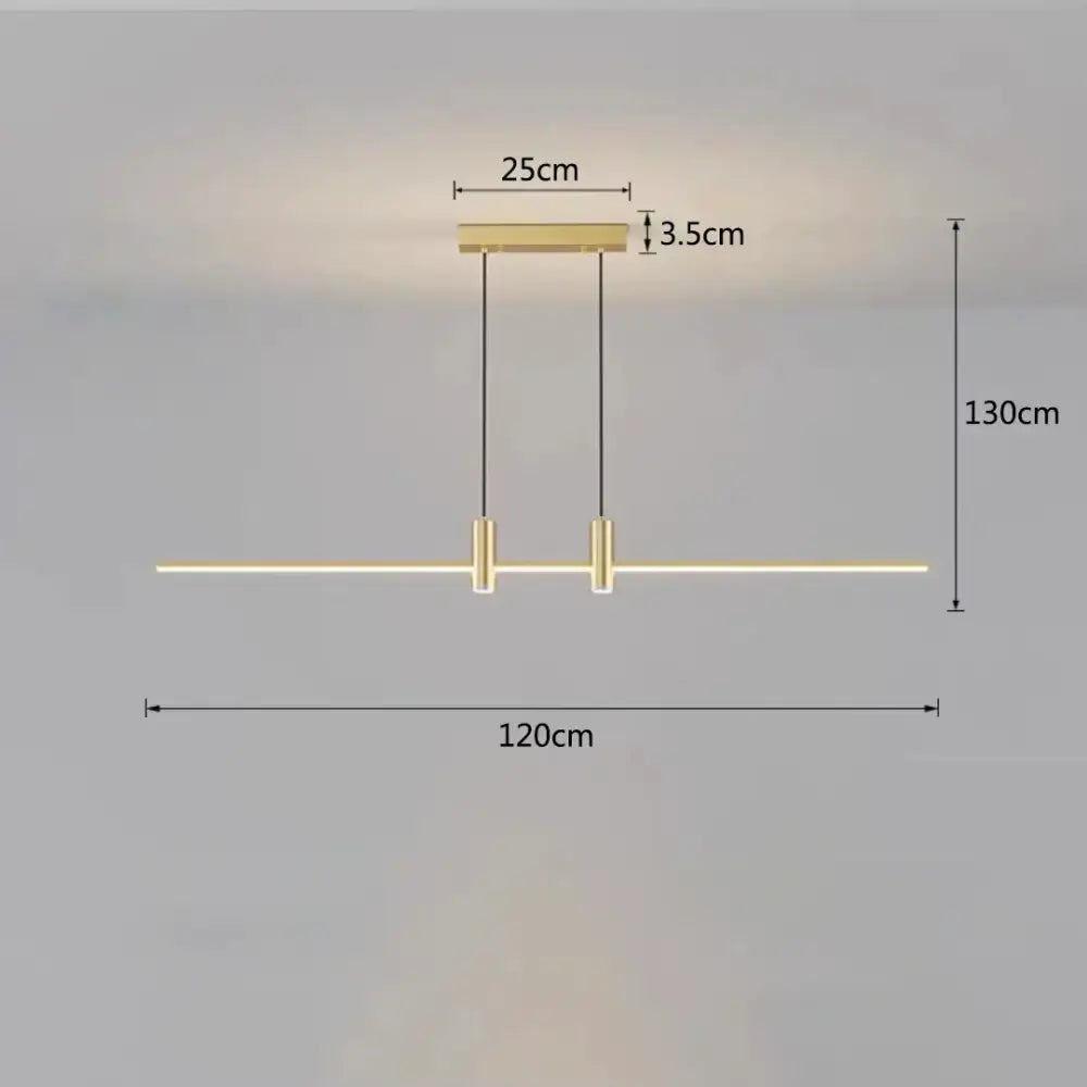 Modern black and gold led chandelier dining room pendant light with gold led linear design and two vertical support rods decorbites black gold