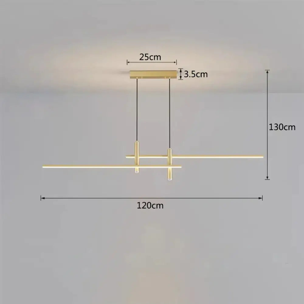 Modern black gold led chandelier featuring a gold-toned linear pendant light with sleek bars for dining room decorbites black gold