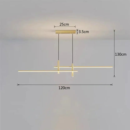 Modern black gold led chandelier featuring a gold-toned linear pendant light with sleek bars for dining room decorbites black gold