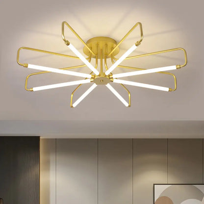 DecorBites™ DecorBites™ Modern Black/Gold LED Floral Frame Ceiling Lamp in Warm/White Light, 24.5"/39" Wide