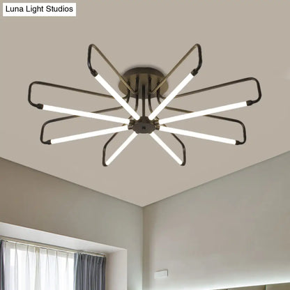 DecorBites™ DecorBites™ Modern Black/Gold LED Floral Frame Ceiling Lamp in Warm/White Light, 24.5"/39" Wide