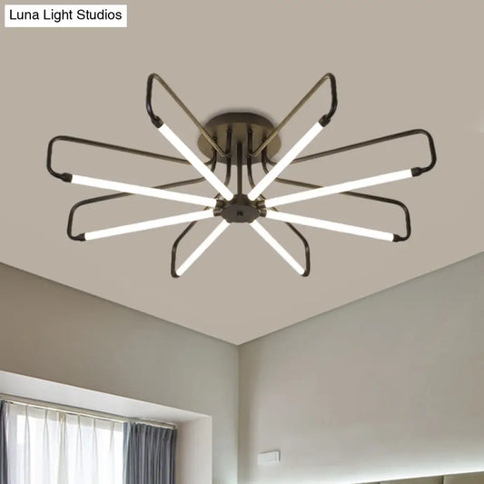 DecorBites™ DecorBites™ Modern Black/Gold LED Floral Frame Ceiling Lamp in Warm/White Light, 24.5"/39" Wide