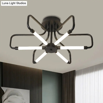 DecorBites™ DecorBites™ Modern Black/Gold LED Floral Frame Ceiling Lamp in Warm/White Light, 24.5"/39" Wide