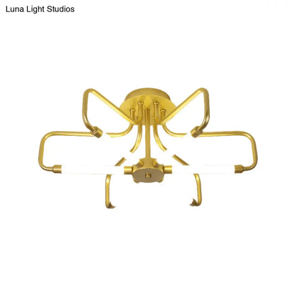 DecorBites™ DecorBites™ Modern Black/Gold LED Floral Frame Ceiling Lamp in Warm/White Light, 24.5"/39" Wide