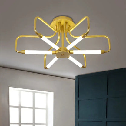 DecorBites™ DecorBites™ Modern Black/Gold LED Floral Frame Ceiling Lamp in Warm/White Light, 24.5"/39" Wide