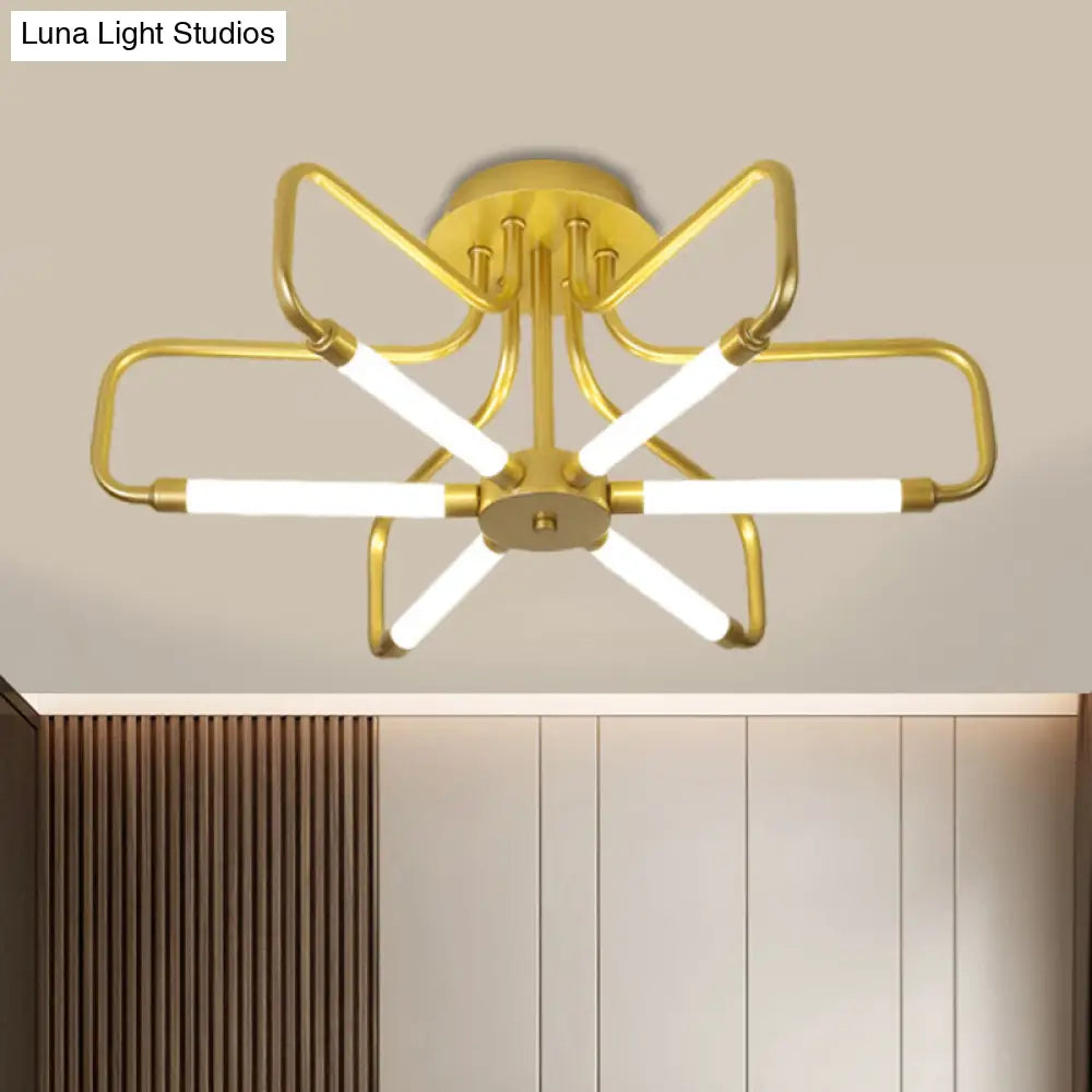 DecorBites™ DecorBites™ Modern Black/Gold LED Floral Frame Ceiling Lamp in Warm/White Light, 24.5"/39" Wide