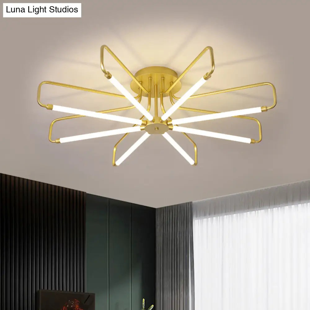 DecorBites™ DecorBites™ Modern Black/Gold LED Floral Frame Ceiling Lamp in Warm/White Light, 24.5"/39" Wide