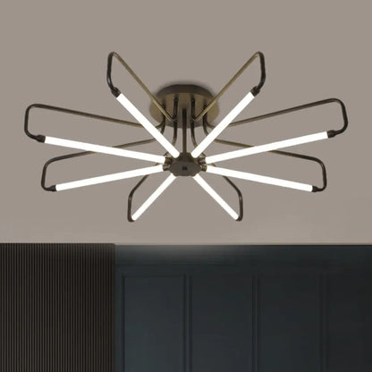 DecorBites™ DecorBites™ Modern Black/Gold LED Floral Frame Ceiling Lamp in Warm/White Light, 24.5"/39" Wide