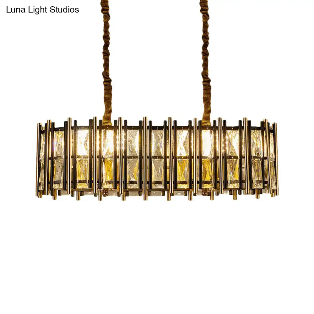 DecorBites modern black-gold led incandescent fluorescent pendant light with gold-toned crystal panels and twisted rope suspension for 220v-240v use