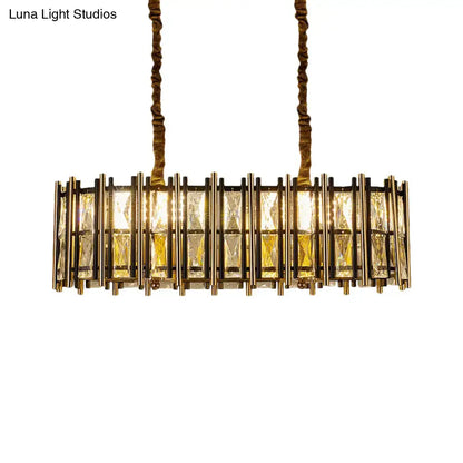 DecorBites modern black-gold led incandescent fluorescent pendant light with gold-toned crystal panels and twisted rope suspension for 220v-240v use