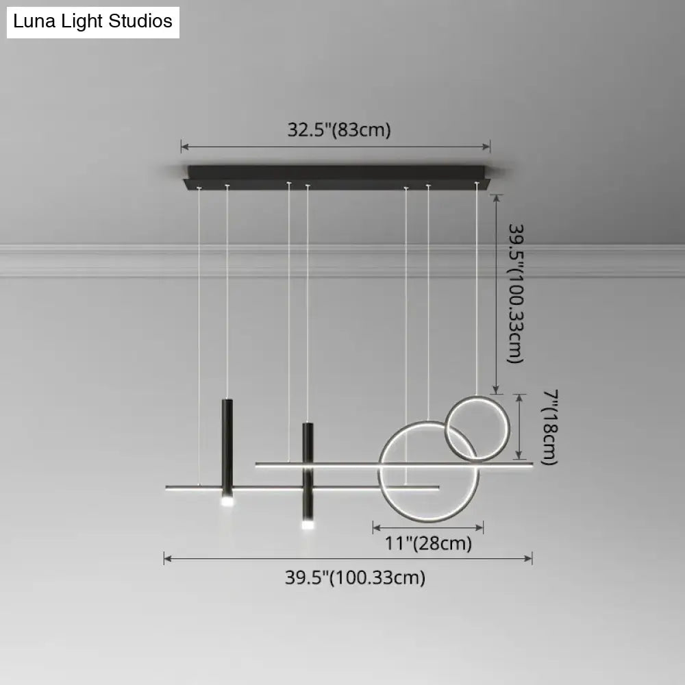 DecorBites™ minimalist black metal dinner suspension lamp with sleek geometric led island pendant and spotlight design