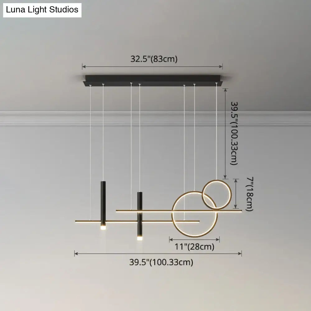 Modern black and gold minimalist metal dinner suspension lamp with geometric design led island pendant and spotlight