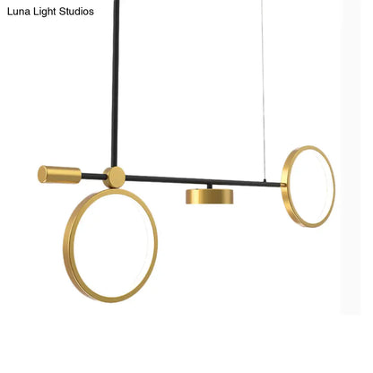 DecorBites™ Modern Black-Gold LED Pendant Light for Island, Metal, Round Shape - Warm/White Illumination