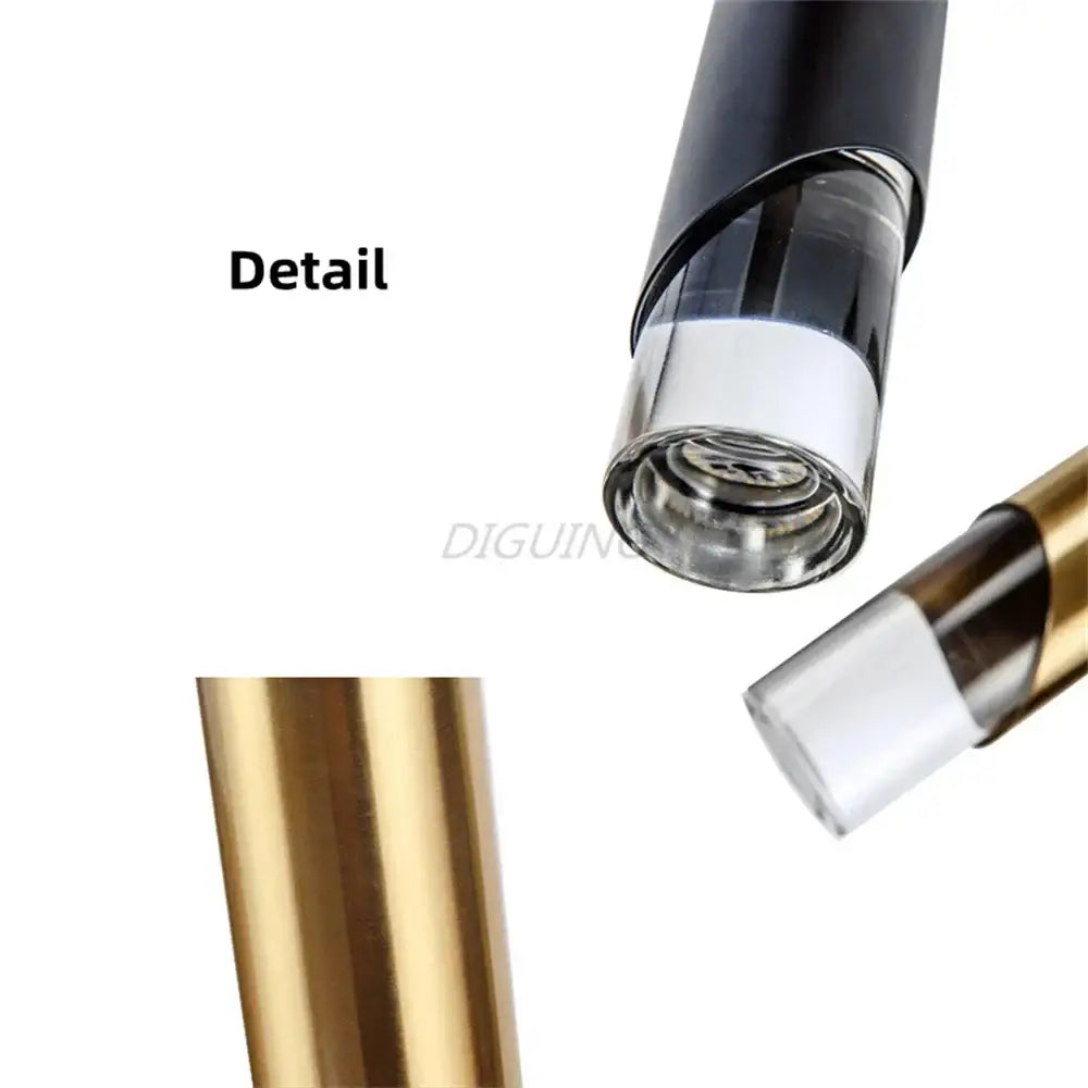Black and gold vape pen with clear glass tank paired with modern black and gold led pendant light in high-quality die-cast aluminum