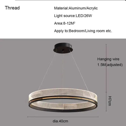 Modern black gold led pendant light with sleek circular aluminum and acrylic ring design for dining room use