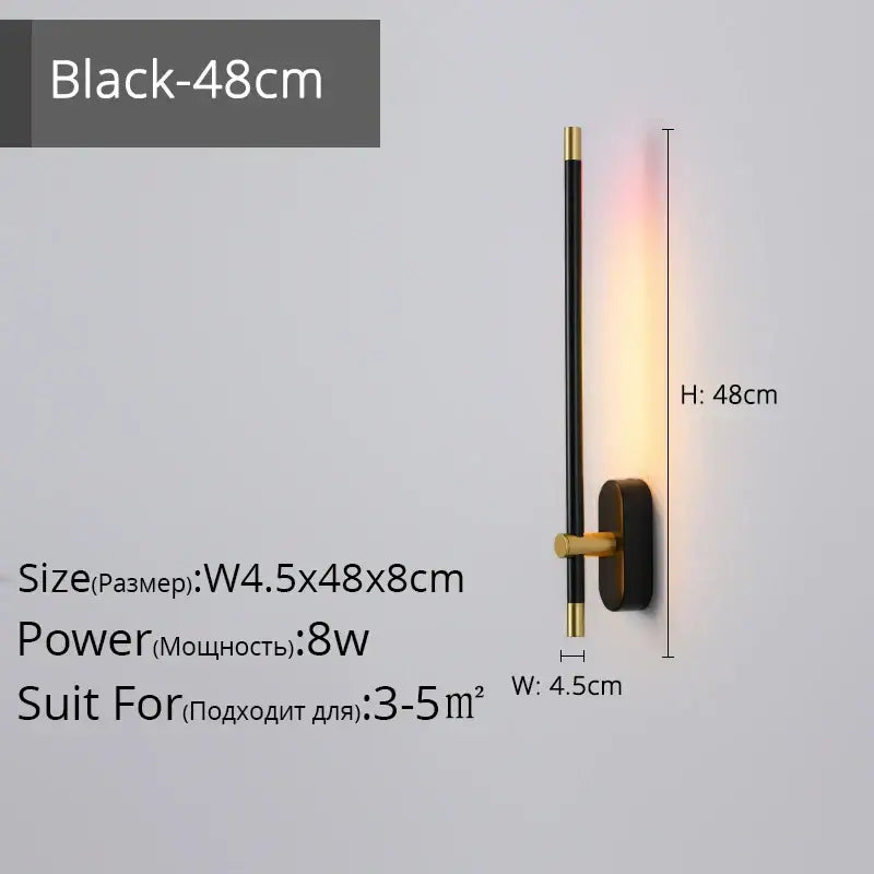 Modern black and gold wall lamp with decorbites led strip featuring a minimalist led strip wall design for bedroom decor