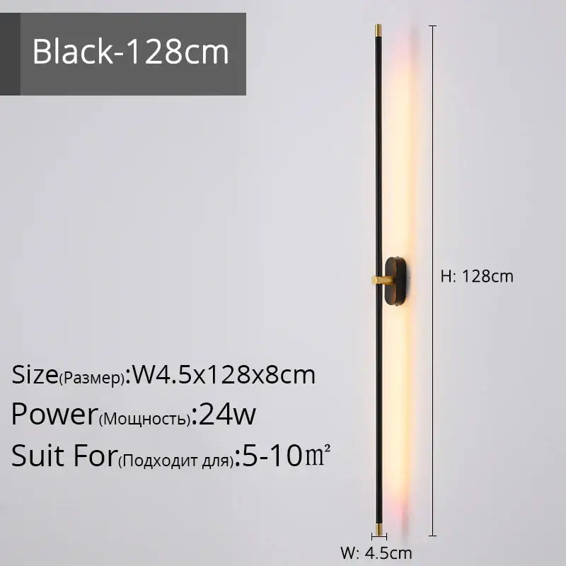 Modern black and gold led strip wall lamp with brass accents and integrated warm led strip for bedroom decorbites led strip