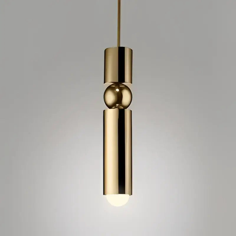 Modern black gold led tube pendant lamp with polished brass finish and spherical accent for kitchen decorbites black gold