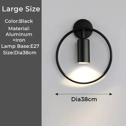 Modern black and gold led wall lamp with a sleek aluminum and iron frame and e27 lamp base for bedroom use