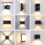 Modern black and gold led wall lamp by quashion features sleek geometric design and warm led lighting for living room decorbites led wall