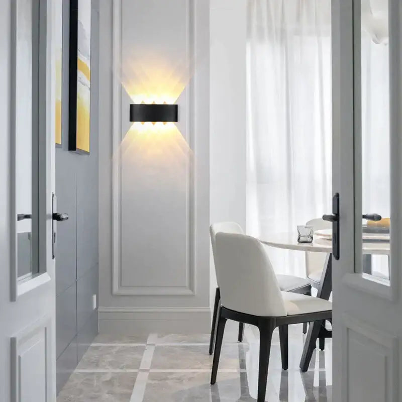 Modern black and gold led wall lamp with sleek rectangular design and warm light for living room decorbites led wall lamp