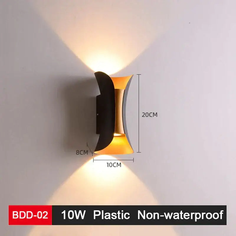 Modern black and gold plastic wall lamp with sleek curved design for living room decorbites led wall lighting