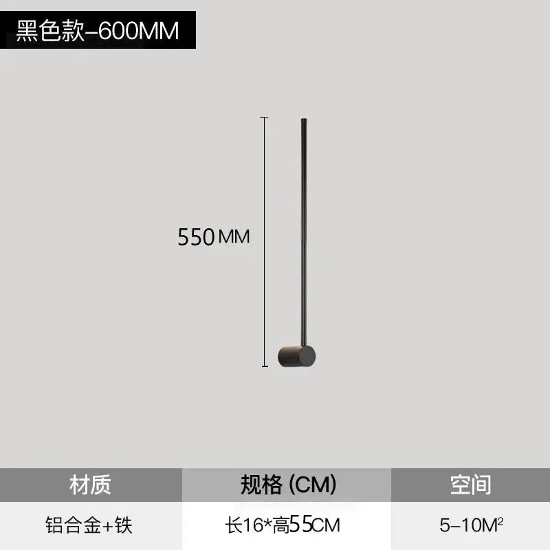 Modern black 600mm floor lamp with aluminum and iron minimalist design complements decorbites led wall lamps decor