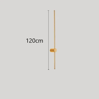 A sleek gold-toned minimalist 120cm led wall lamp with a slender rod and cylindrical accent for modern decorbites led wall use
