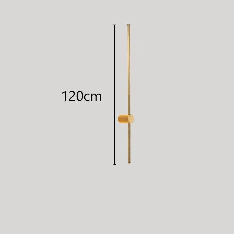 A sleek gold-toned minimalist 120cm led wall lamp with a slender rod and cylindrical accent for modern decorbites led wall use