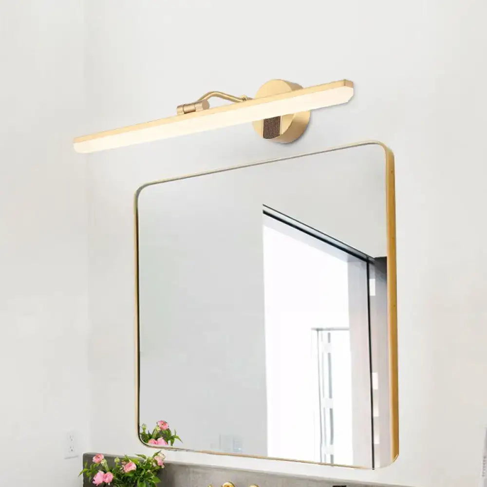Gold-toned rectangular modern wall light with frosted glass diffuser black and gold led bathroom fixture 110v-120v