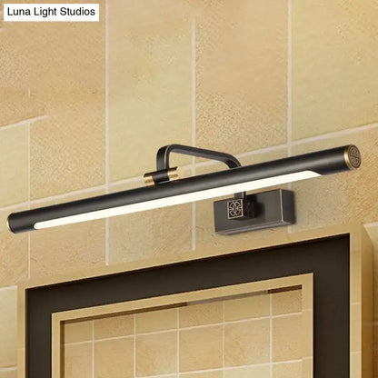 Modern black and gold led wall light with bronze finish and sleek cylindrical bulb base for bathroom vanity use