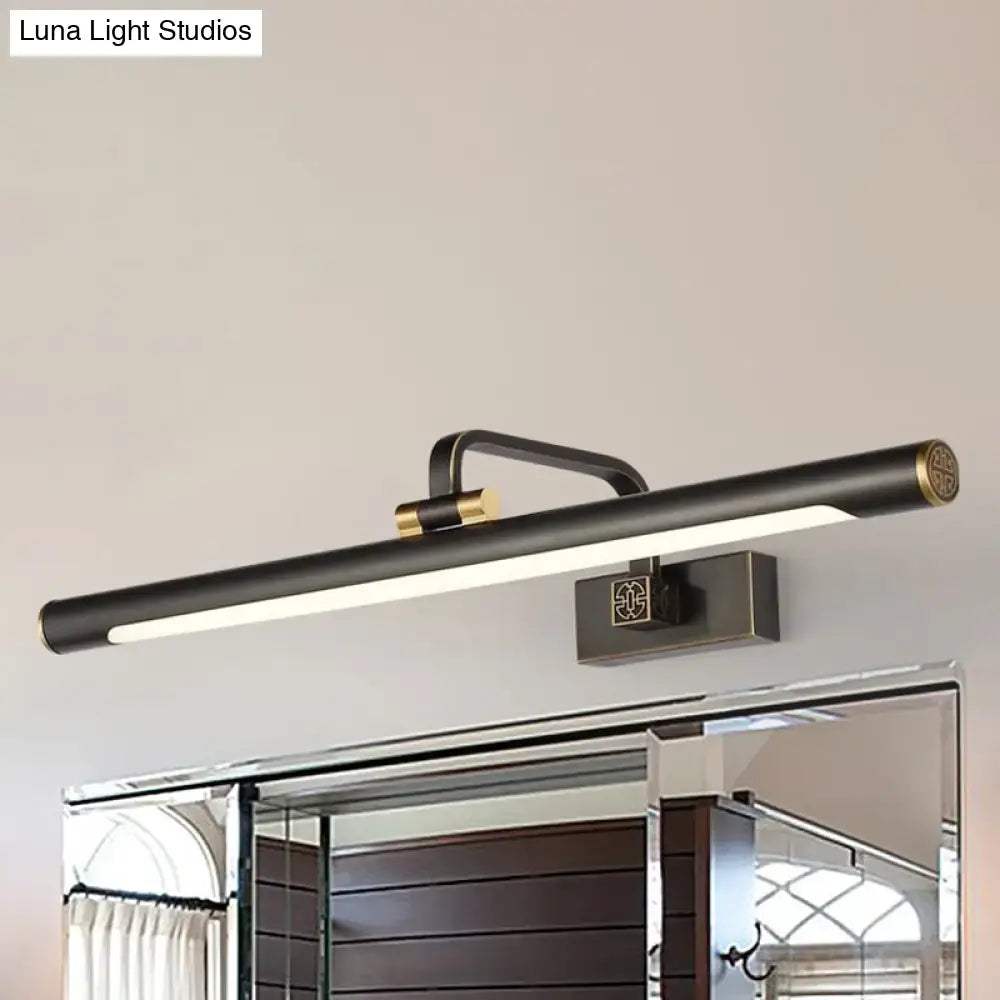 Modern black and gold led wall light with bronze finish and sleek cylindrical design for bathroom vanity bulb base