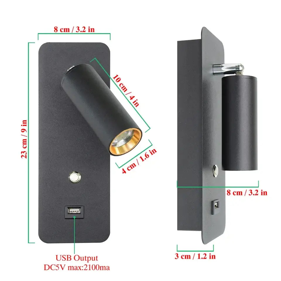 Modern black and gold led wall lights with a matte finish and usb charging port for bedroom decorbites led wall lighting