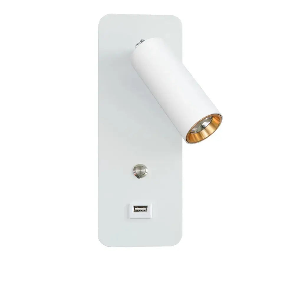 Modern black and gold decorbites led wall light with usb charging port and cylindrical head for bedroom use