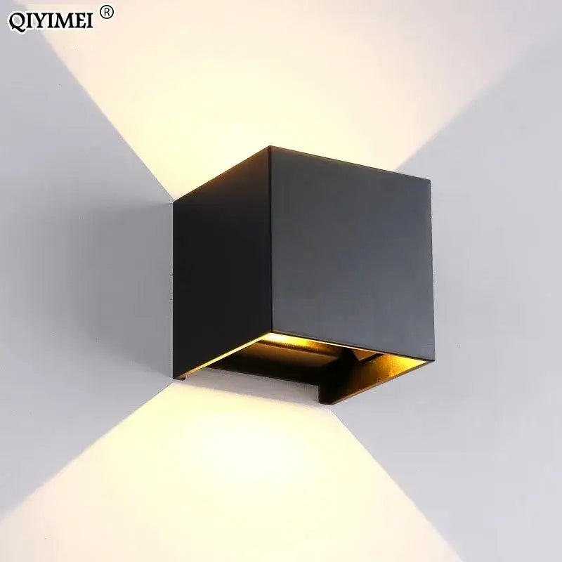 Modern black and gold cube sconce with led lights by decorbites ideal for minimalist wall decorbites led wall lighting