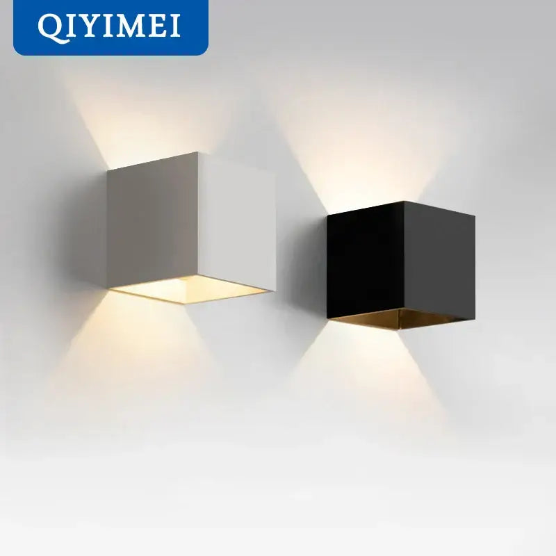 Modern black and gold led wall lights garden cube sconce by qiyimei featuring decorbites led wall style in matte gray and black