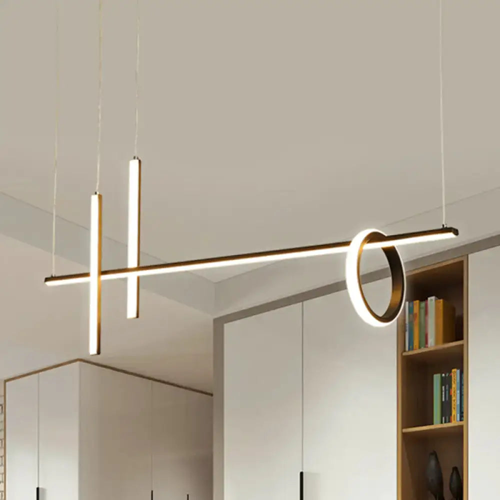 Modern gold-toned decorative pendant light with minimalist geometric design for black linear island 220v-240v use