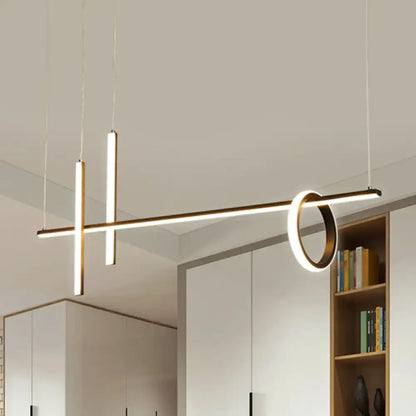 Modern gold-toned decorative pendant light with minimalist geometric design for black linear island 220v-240v use
