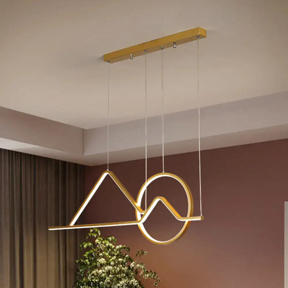 Gold and black gold DecorBites pendant chandelier with minimalist mountain design and sleek LED lighting for dining room 220v-240v 110v-120v