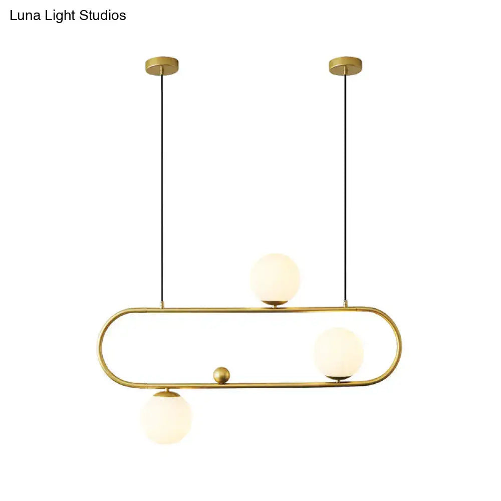 Decorbites modern opal glass oblong chandelier with black gold brass pendant lights for dining room ceiling fixture