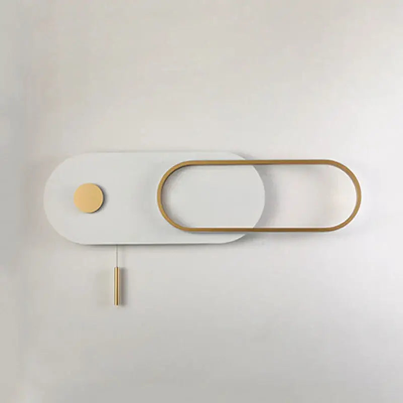 Modern black and gold led wall lamp with oval sliding design and sleek white matte finish accents for bedroom sconce