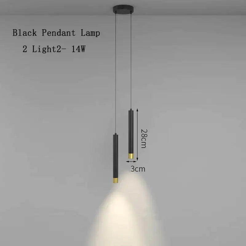 Modern black and gold oval pendant lamps with two 14w lights featuring sleek cylindrical shades for minimalist decorbites black pendant lighting